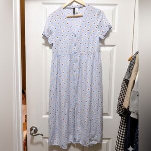 H&M Light Blue Floral V-Neck Blouse